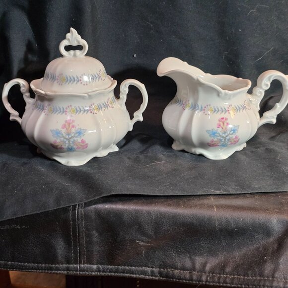 Vintage Forest Bavaria Germany Laurel Wreath Sugar Bowl & Creamer Set - Picture 11 of 13